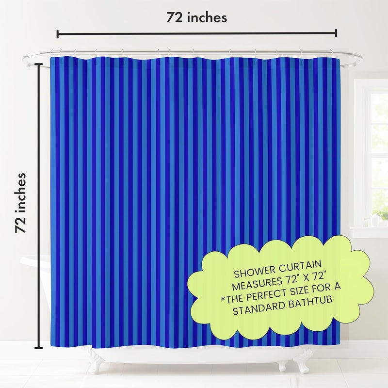 Worthwhile Goods Striped Shower Curtain - Blue & Navy Stripes - Modern Coloruful Home Decor - Fabric Shower Curtain for Any Bathroom - 72x72 Inches (Blue Stripes) - Image 3